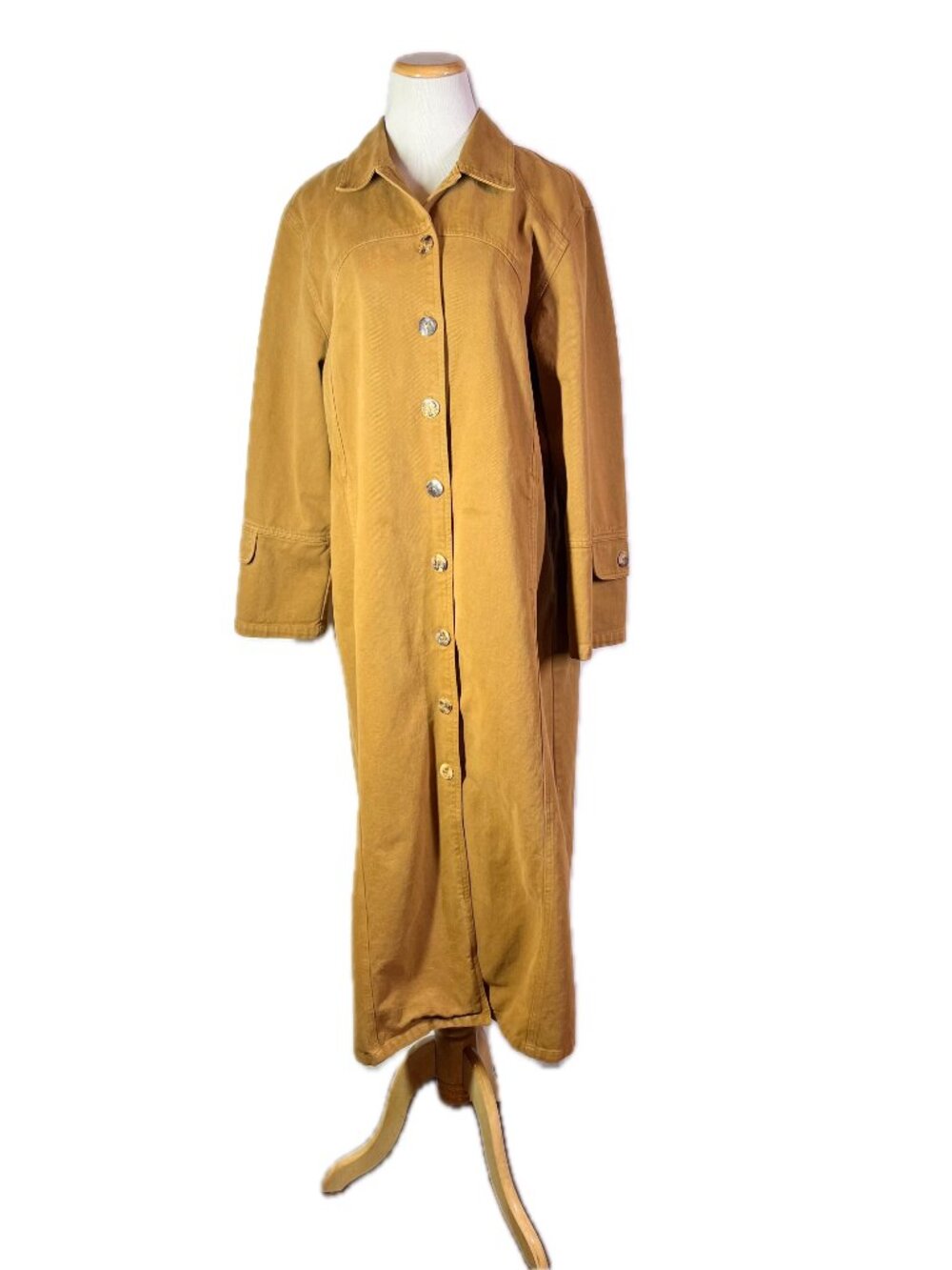 Click Size L Brushed Twill Overcoat Tan Western Cotton *Flaw